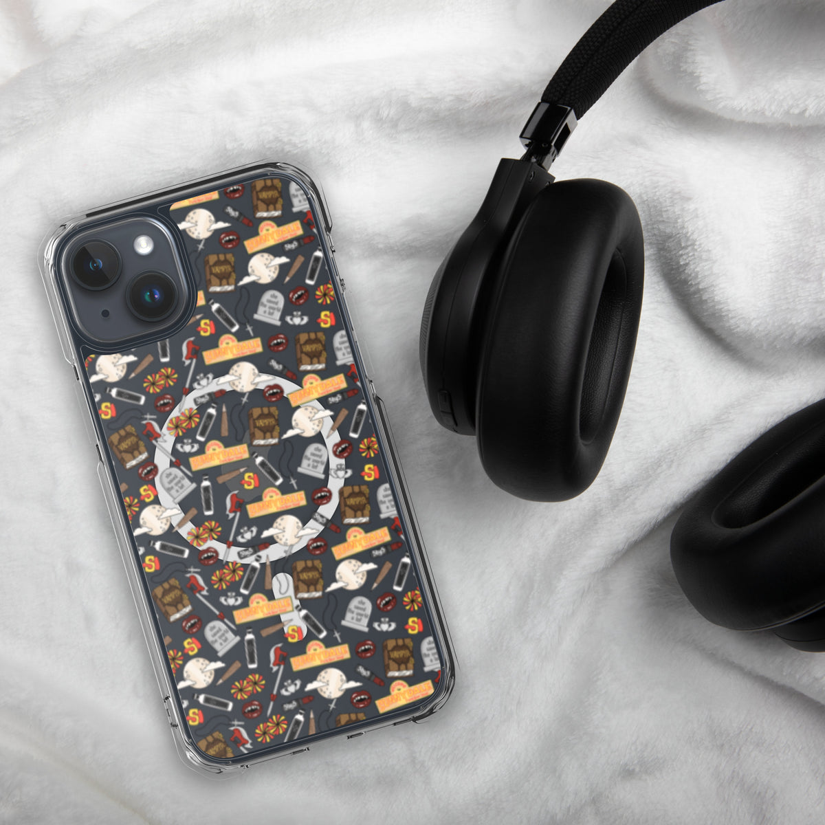 Spooky Vampire Slayer Clear MagSafe Case | Horror Collage iPhone Case - Spinsterly Co