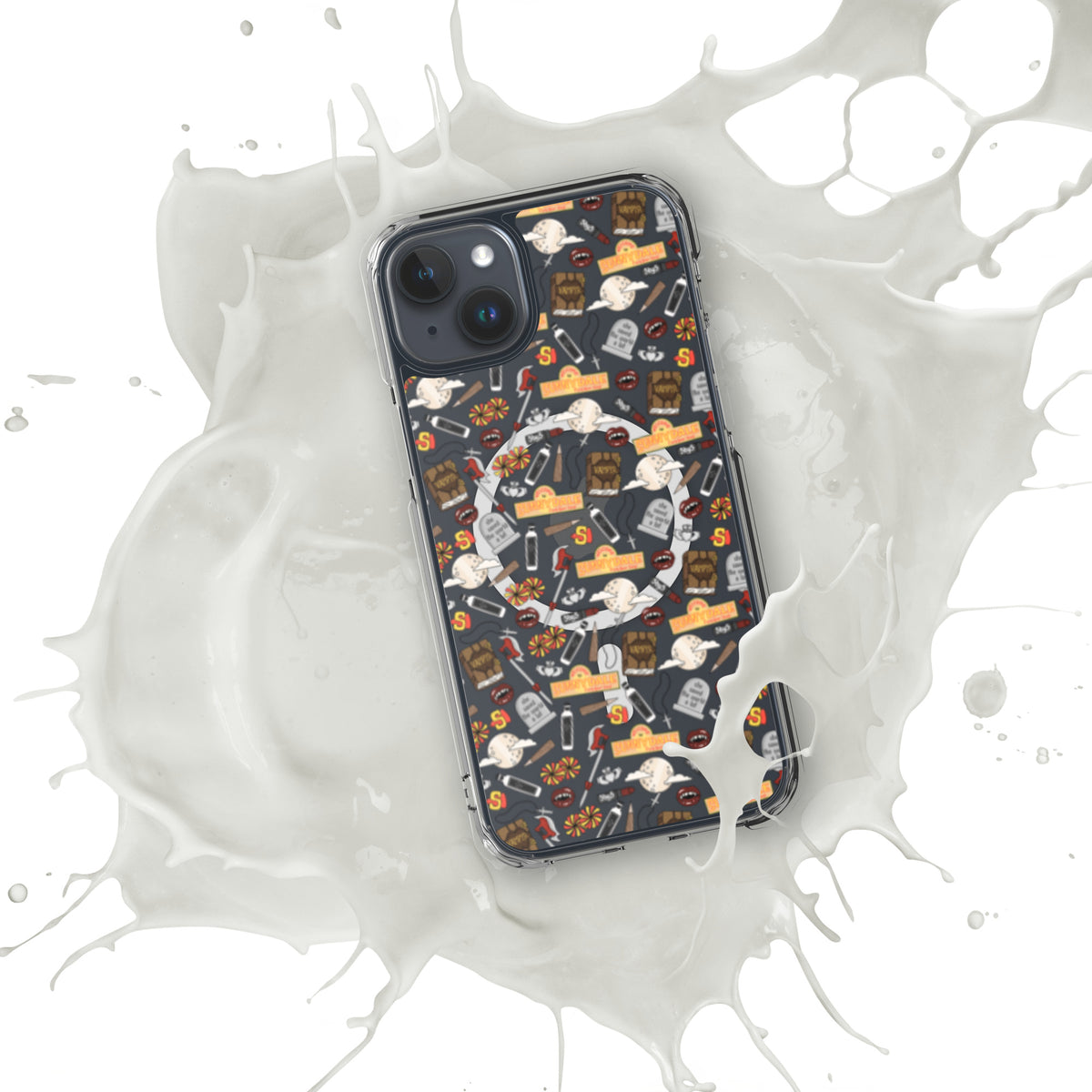 Spooky Vampire Slayer Clear MagSafe Case | Horror Collage iPhone Case - Spinsterly Co