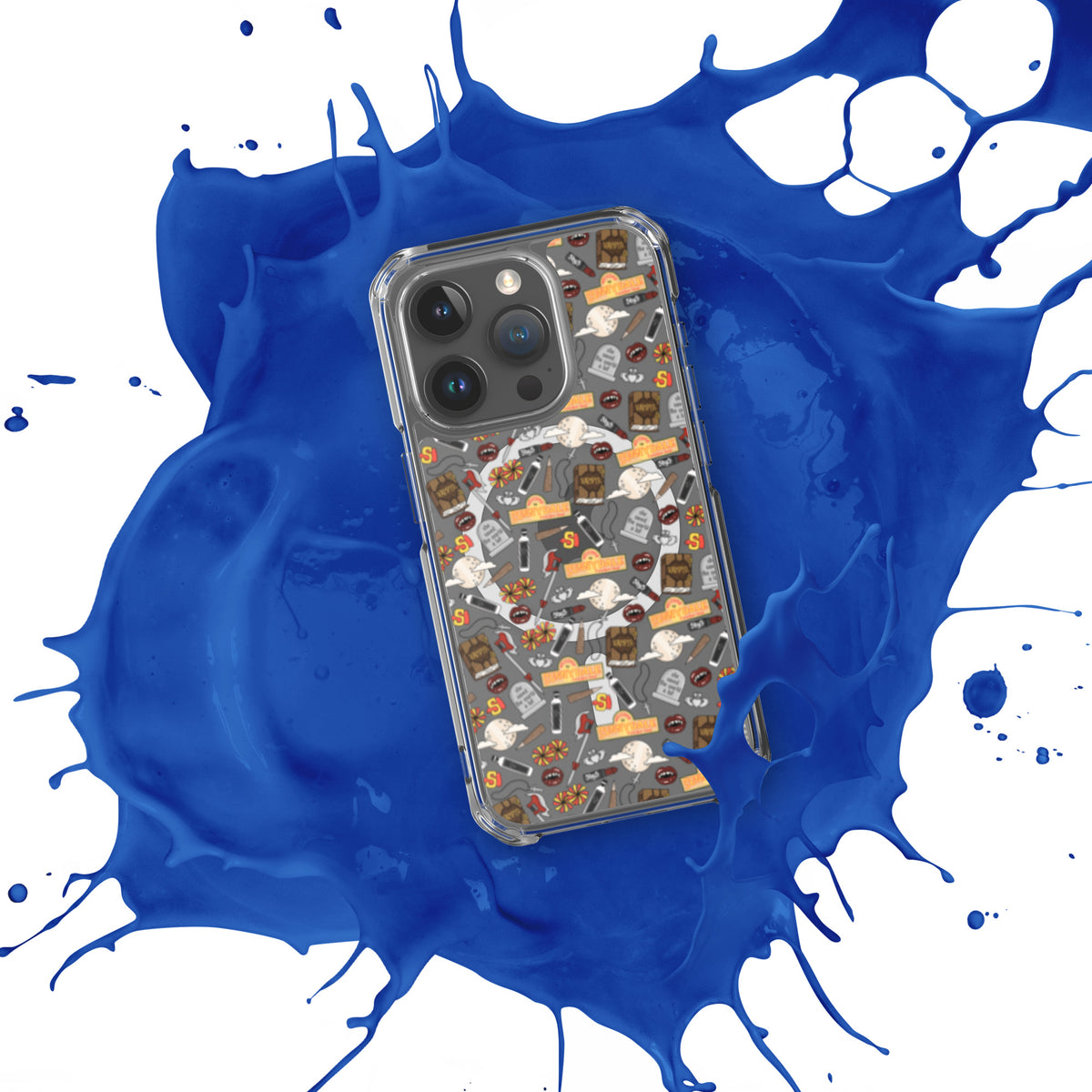 Spooky Vampire Slayer Clear MagSafe Case | Horror Collage iPhone Case - Spinsterly Co