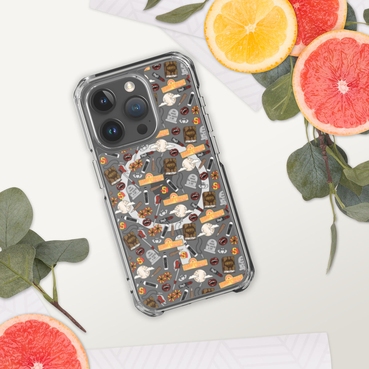 Spooky Vampire Slayer Clear MagSafe Case | Horror Collage iPhone Case - Spinsterly Co