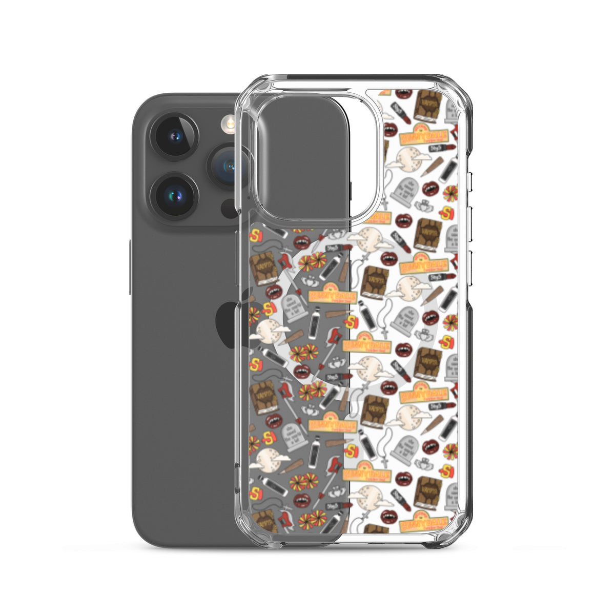 Spooky Vampire Slayer Clear MagSafe Case | Horror Collage iPhone Case - Spinsterly Co