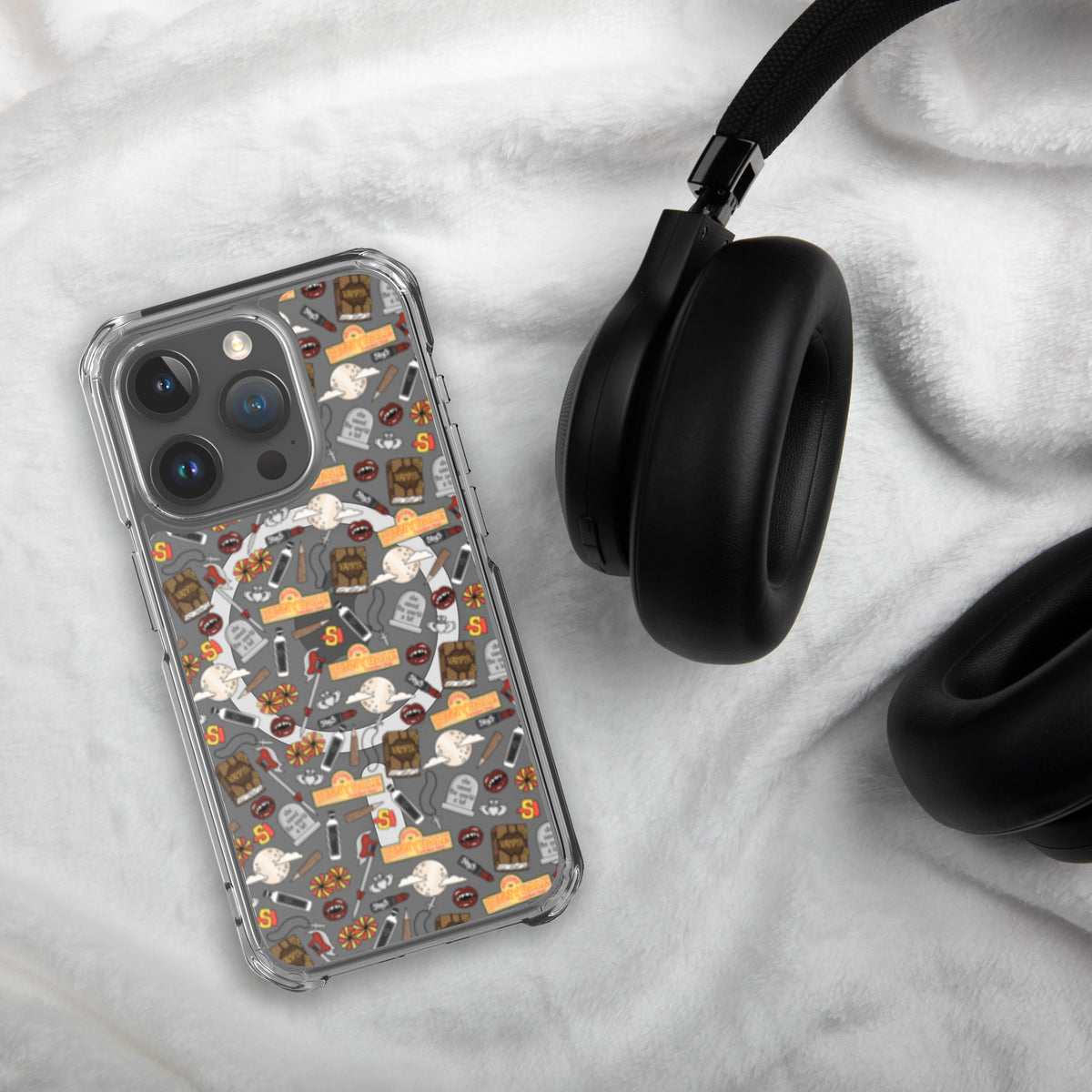 Spooky Vampire Slayer Clear MagSafe Case | Horror Collage iPhone Case - Spinsterly Co