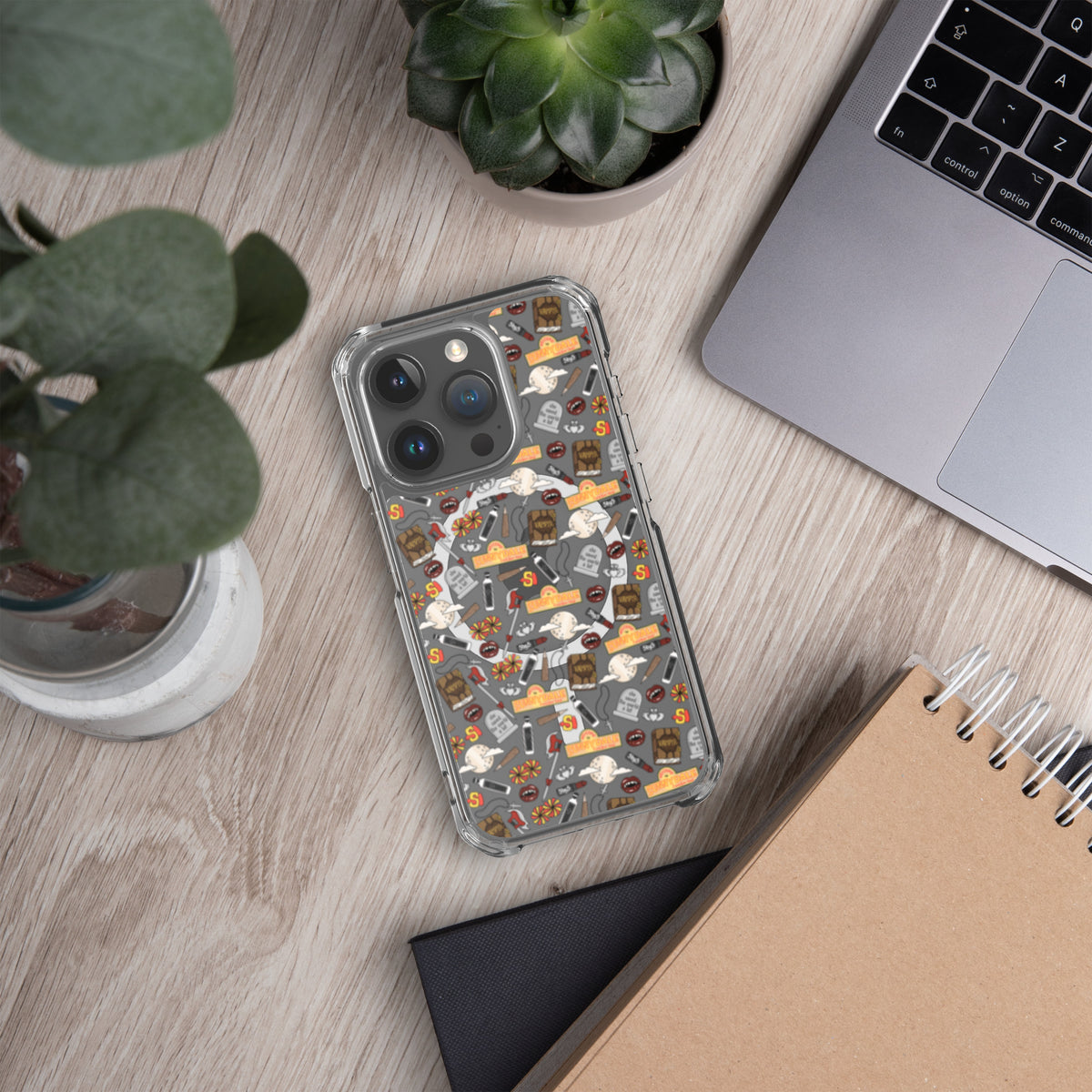 Spooky Vampire Slayer Clear MagSafe Case | Horror Collage iPhone Case - Spinsterly Co