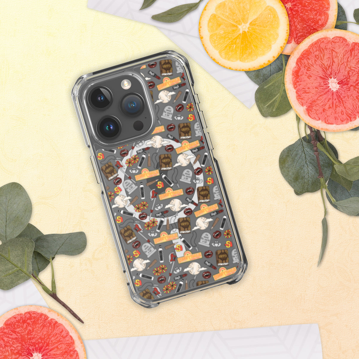 Spooky Vampire Slayer Clear MagSafe Case | Horror Collage iPhone Case - Spinsterly Co
