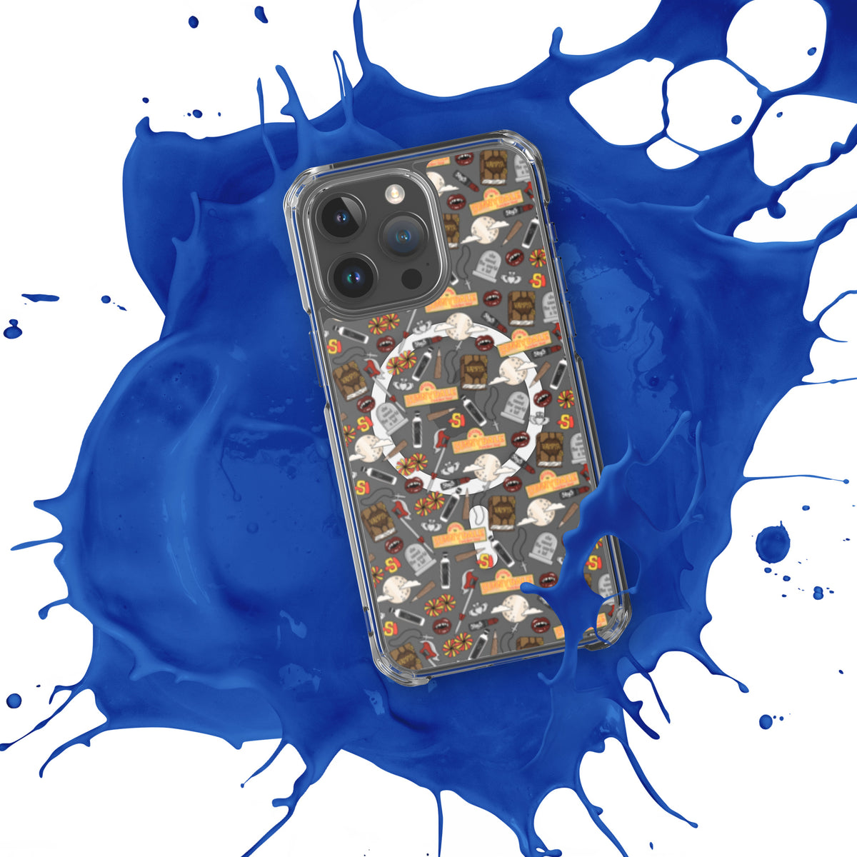 Spooky Vampire Slayer Clear MagSafe Case | Horror Collage iPhone Case - Spinsterly Co