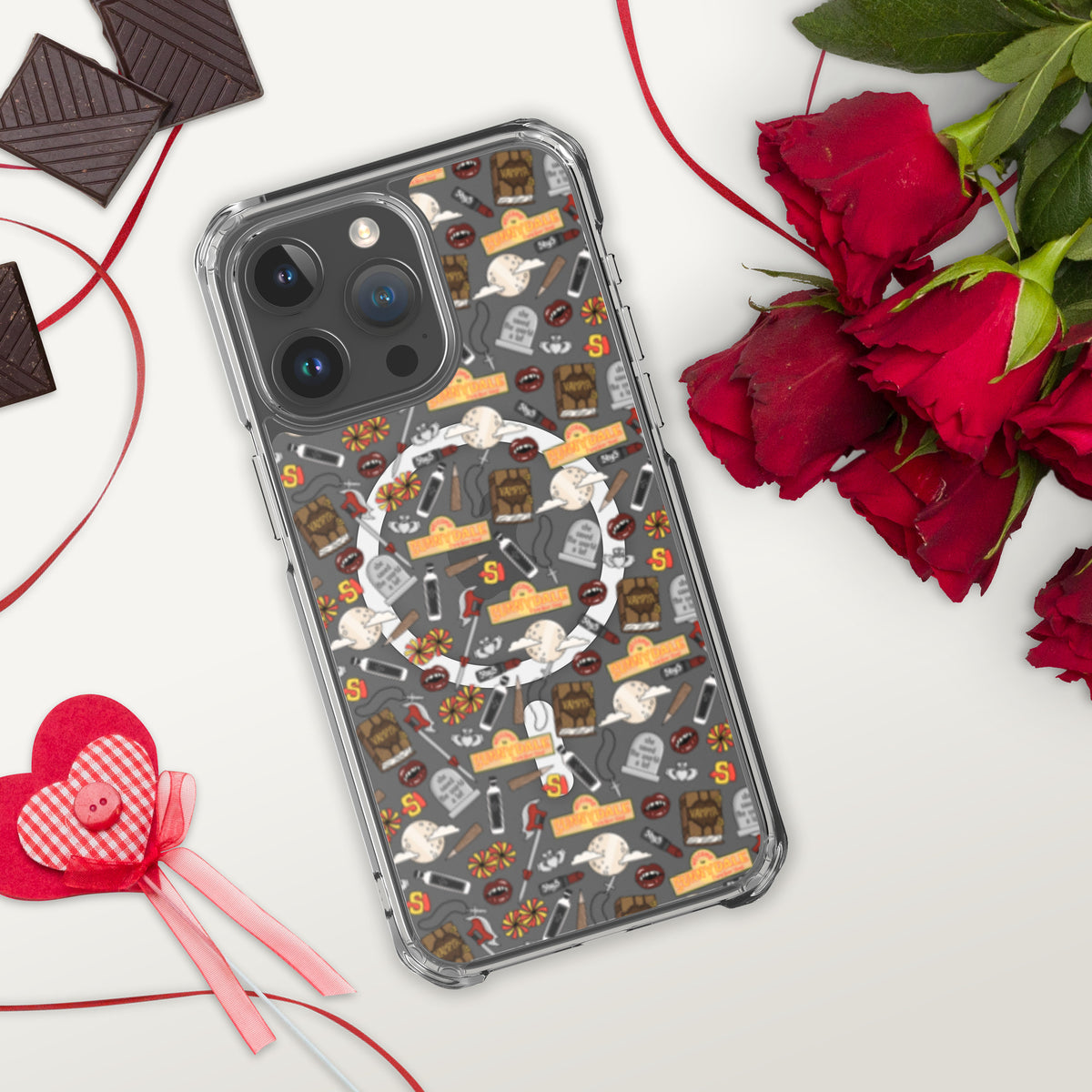 Spooky Vampire Slayer Clear MagSafe Case | Horror Collage iPhone Case - Spinsterly Co