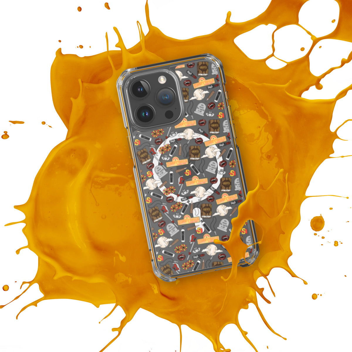 Spooky Vampire Slayer Clear MagSafe Case | Horror Collage iPhone Case - Spinsterly Co