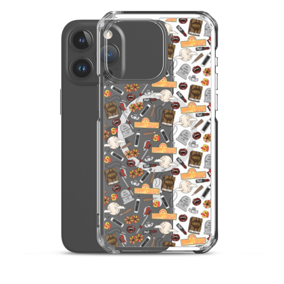 Spooky Vampire Slayer Clear MagSafe Case | Horror Collage iPhone Case - Spinsterly Co