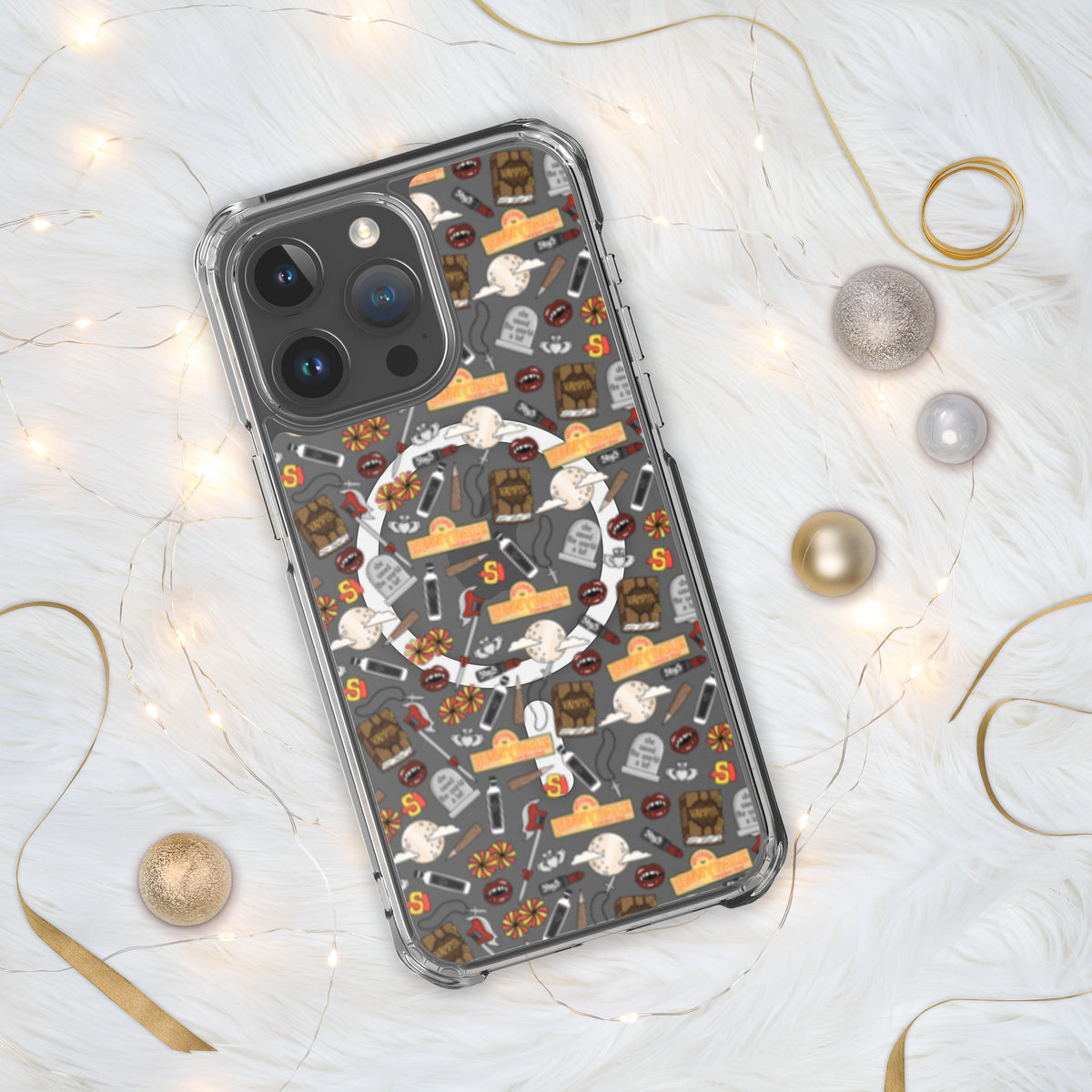 Spooky Vampire Slayer Clear MagSafe Case | Horror Collage iPhone Case - Spinsterly Co