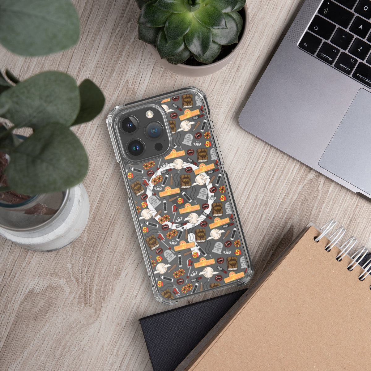 Spooky Vampire Slayer Clear MagSafe Case | Horror Collage iPhone Case - Spinsterly Co