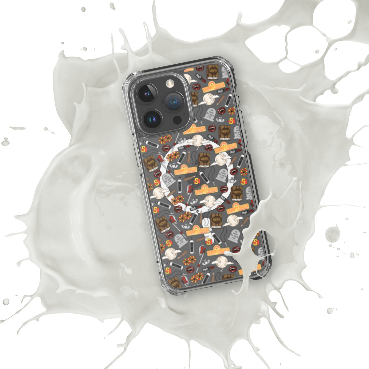 Spooky Vampire Slayer Clear MagSafe Case | Horror Collage iPhone Case - Spinsterly Co