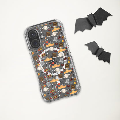 Spooky Vampire Slayer Clear MagSafe Case | Horror Collage iPhone Case - Spinsterly Co