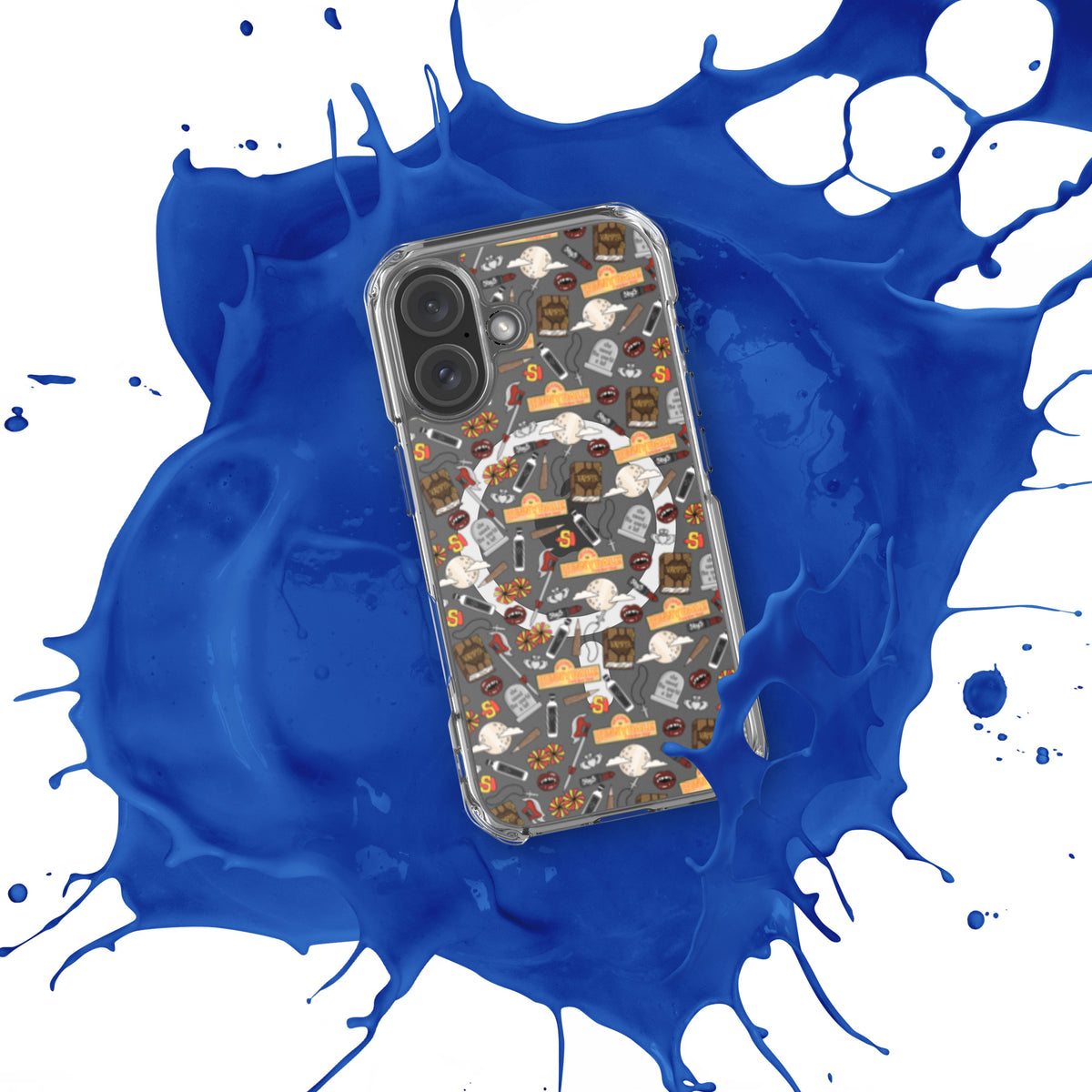 Spooky Vampire Slayer Clear MagSafe Case | Horror Collage iPhone Case - Spinsterly Co