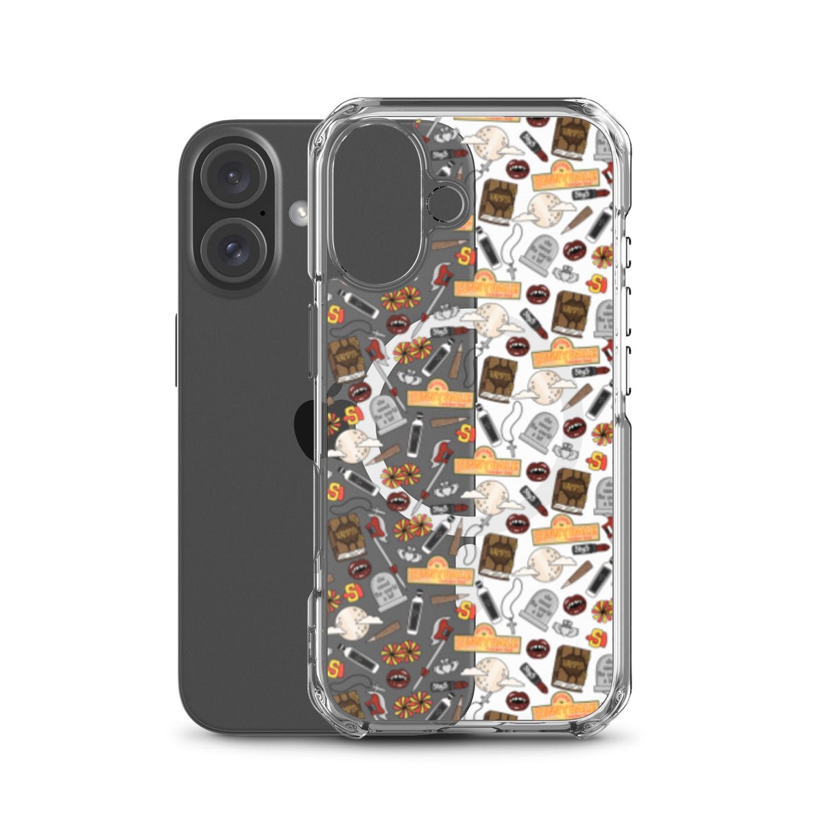 Spooky Vampire Slayer Clear MagSafe Case | Horror Collage iPhone Case - Spinsterly Co