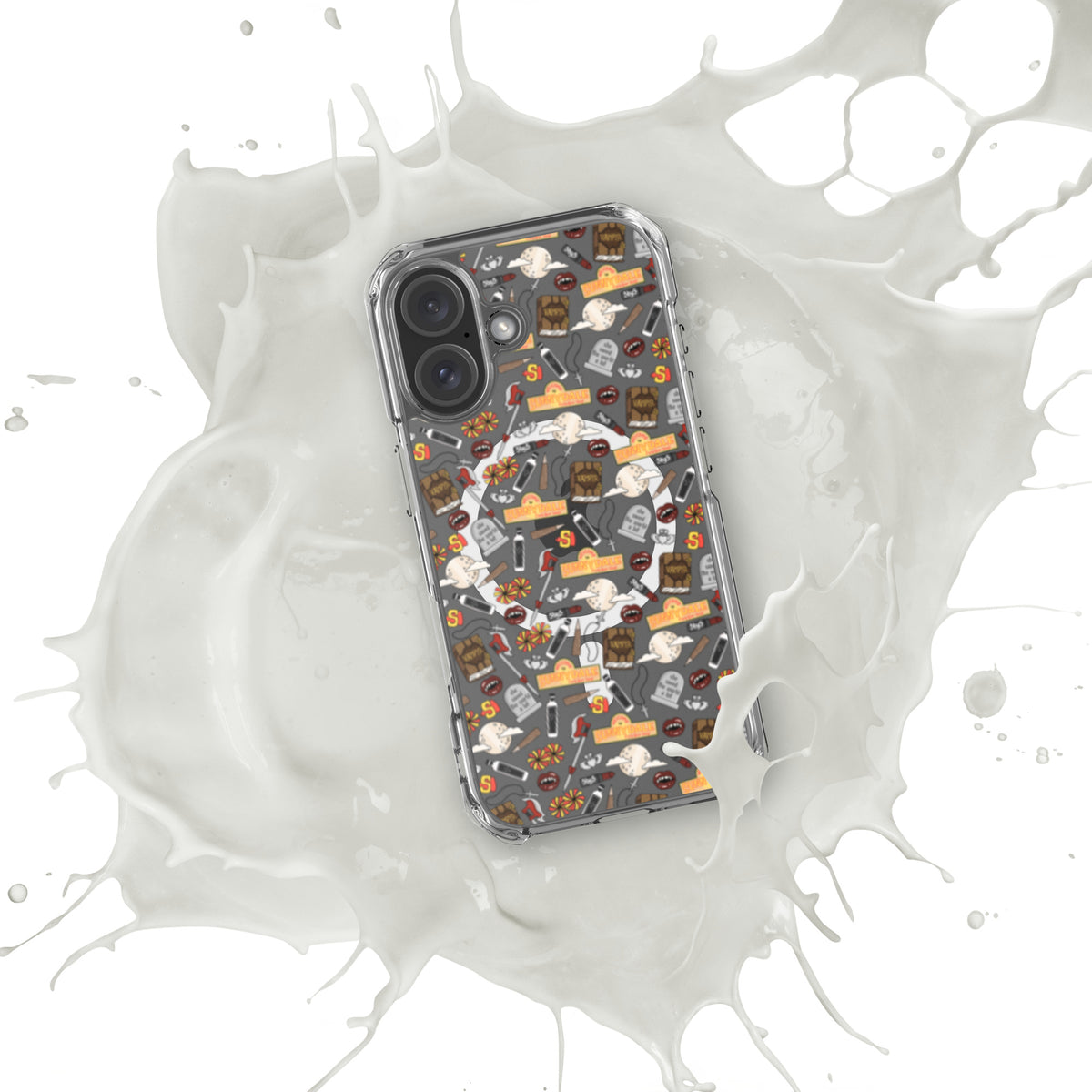 Spooky Vampire Slayer Clear MagSafe Case | Horror Collage iPhone Case - Spinsterly Co