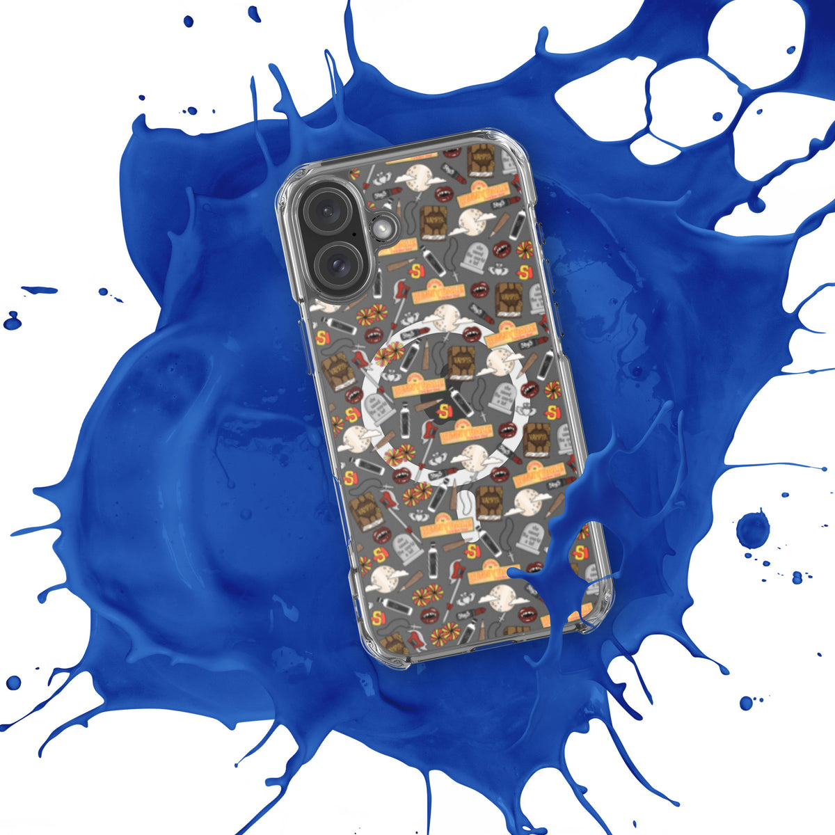 Spooky Vampire Slayer Clear MagSafe Case | Horror Collage iPhone Case - Spinsterly Co