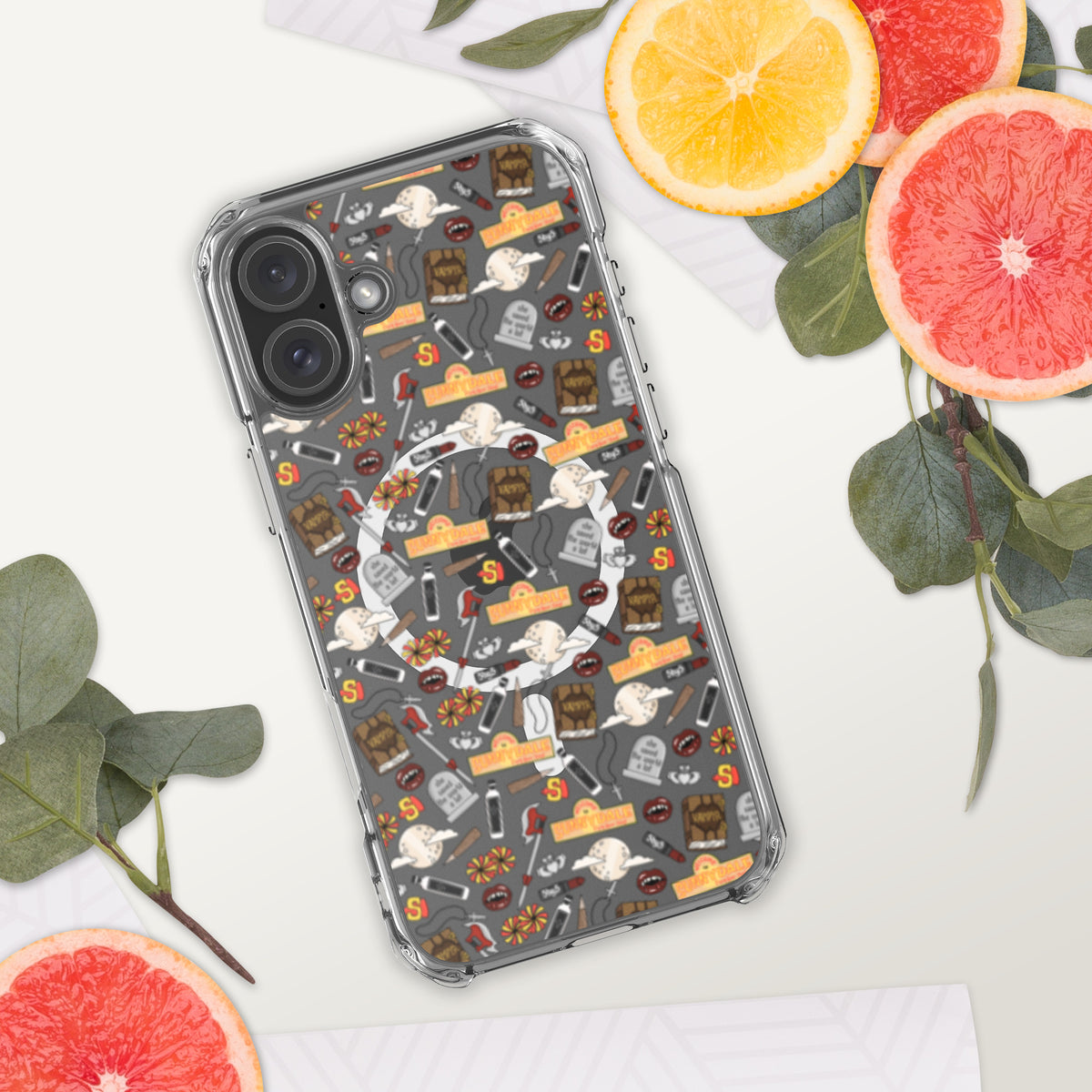 Spooky Vampire Slayer Clear MagSafe Case | Horror Collage iPhone Case - Spinsterly Co