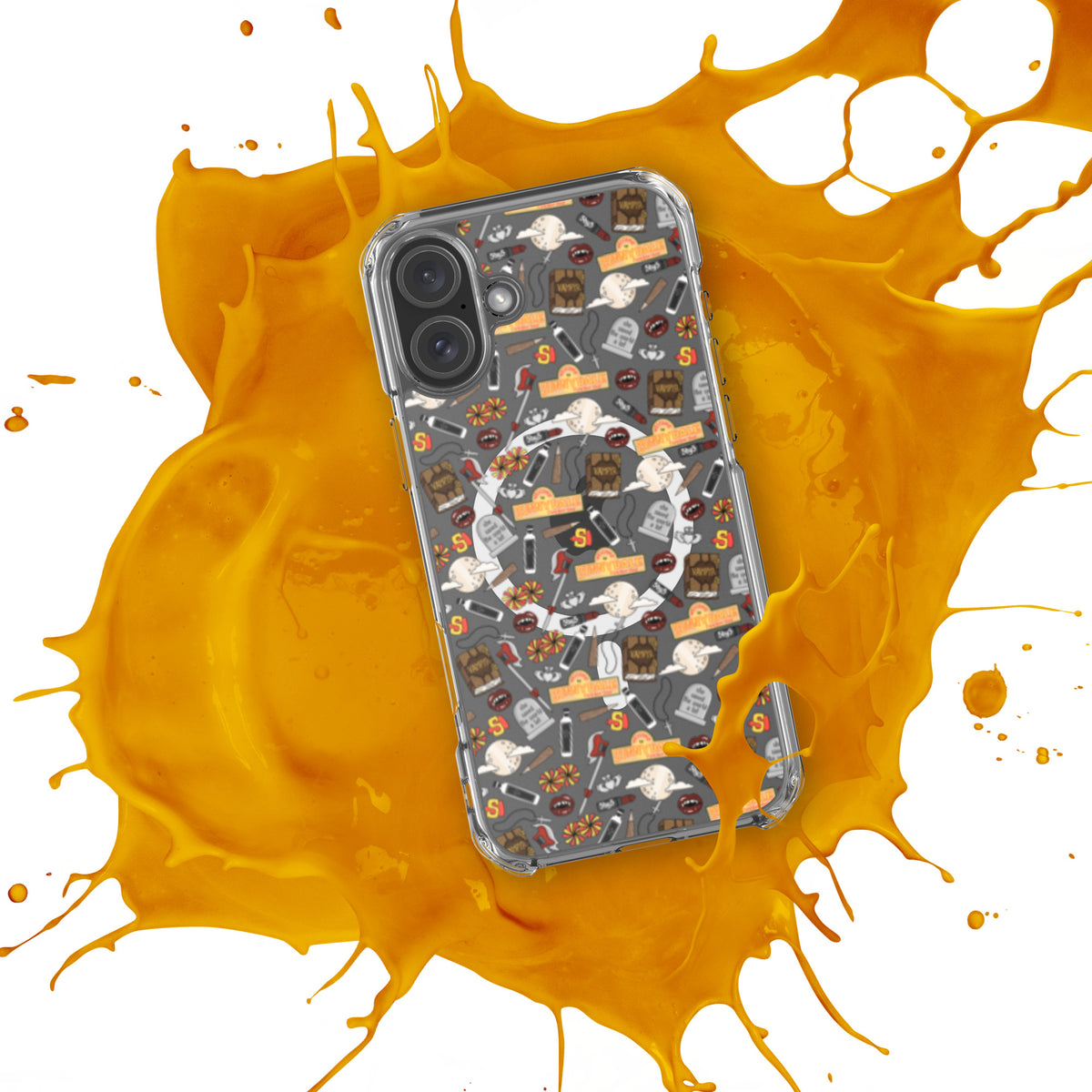 Spooky Vampire Slayer Clear MagSafe Case | Horror Collage iPhone Case - Spinsterly Co