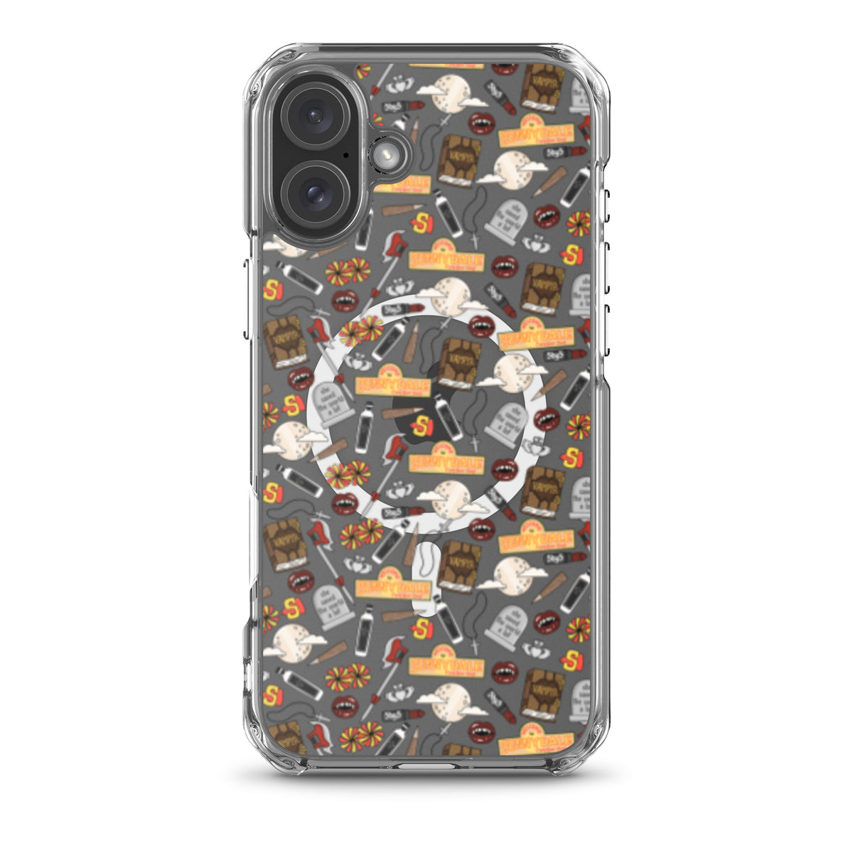 Spooky Vampire Slayer Clear MagSafe Case | Horror Collage iPhone Case - Spinsterly Co