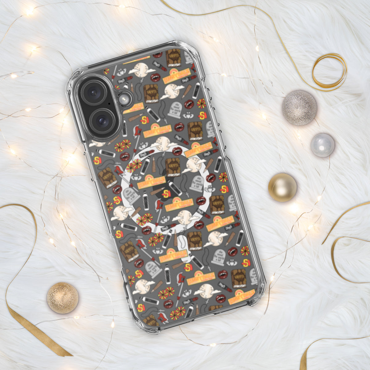 Spooky Vampire Slayer Clear MagSafe Case | Horror Collage iPhone Case - Spinsterly Co