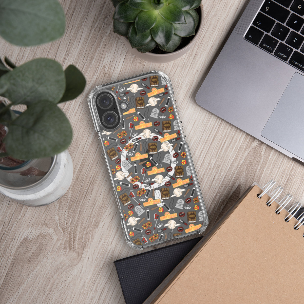 Spooky Vampire Slayer Clear MagSafe Case | Horror Collage iPhone Case - Spinsterly Co