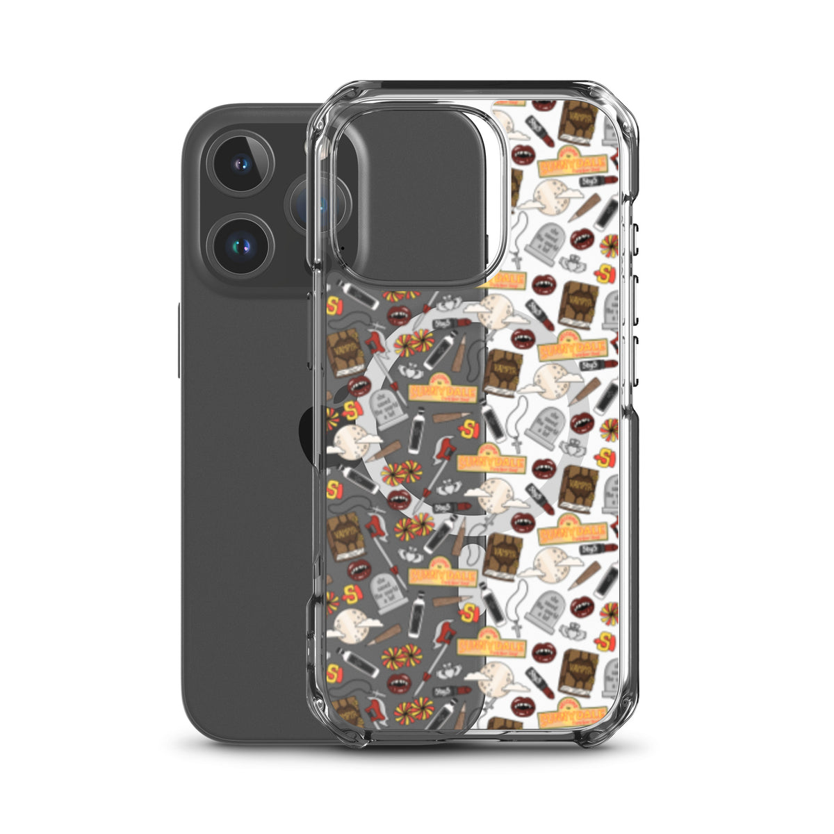 Spooky Vampire Slayer Clear MagSafe Case | Horror Collage iPhone Case - Spinsterly Co