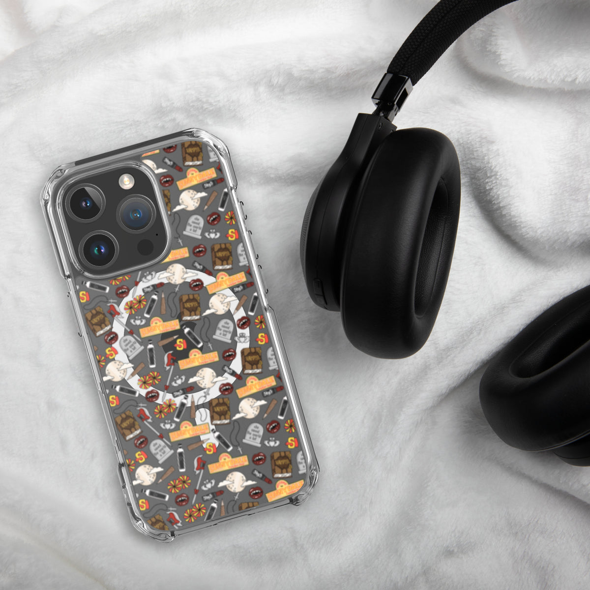 Spooky Vampire Slayer Clear MagSafe Case | Horror Collage iPhone Case - Spinsterly Co