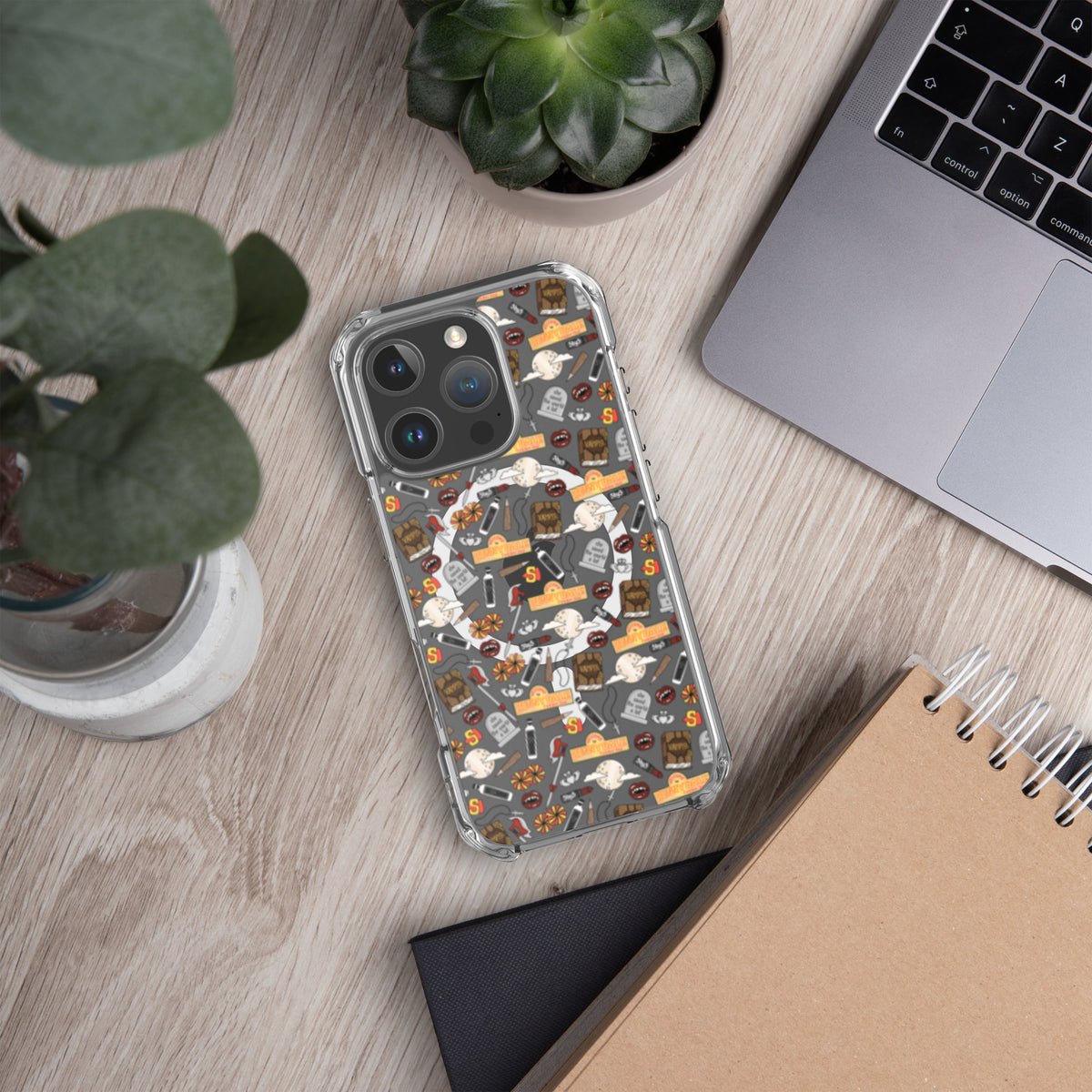 Spooky Vampire Slayer Clear MagSafe Case | Horror Collage iPhone Case - Spinsterly Co