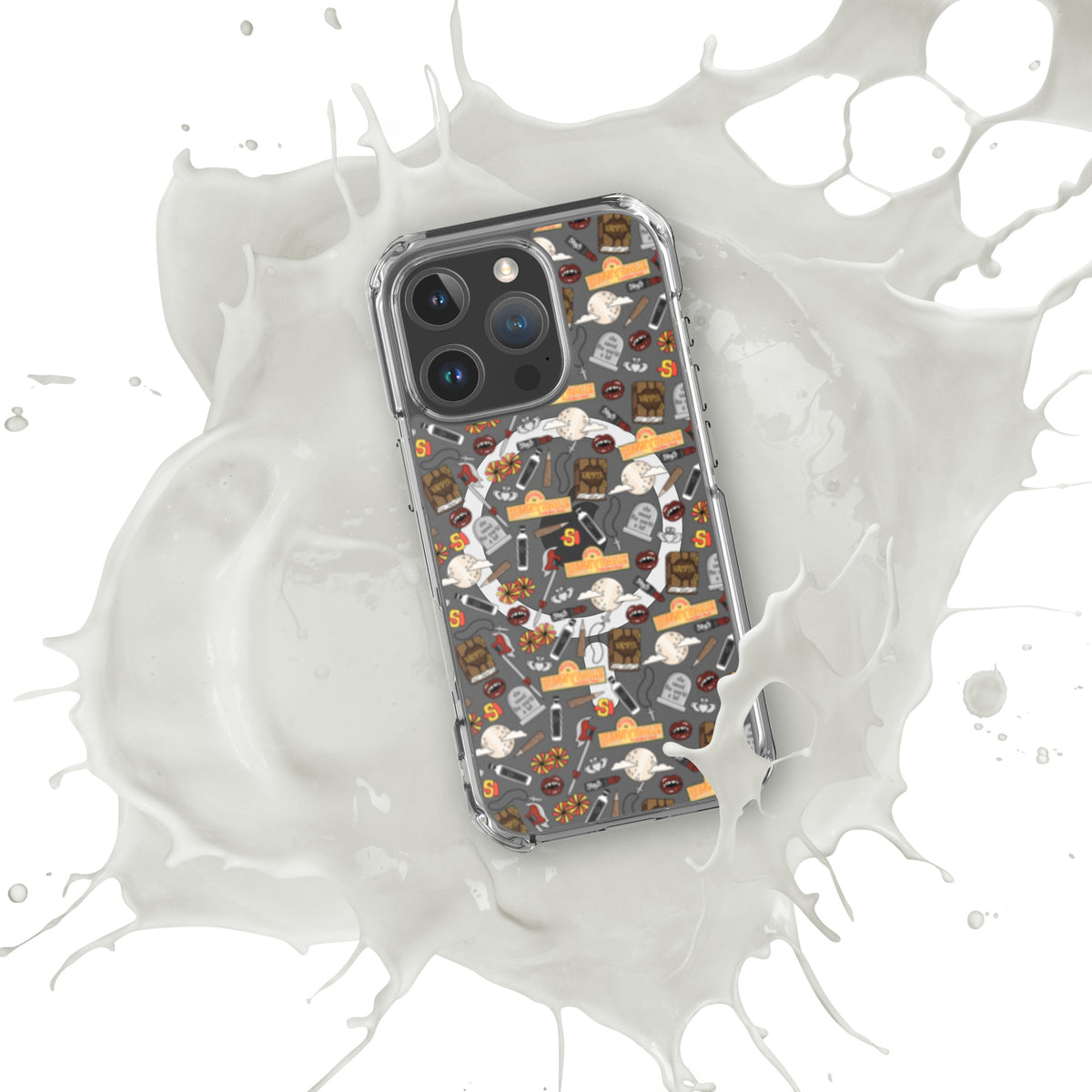 Spooky Vampire Slayer Clear MagSafe Case | Horror Collage iPhone Case - Spinsterly Co