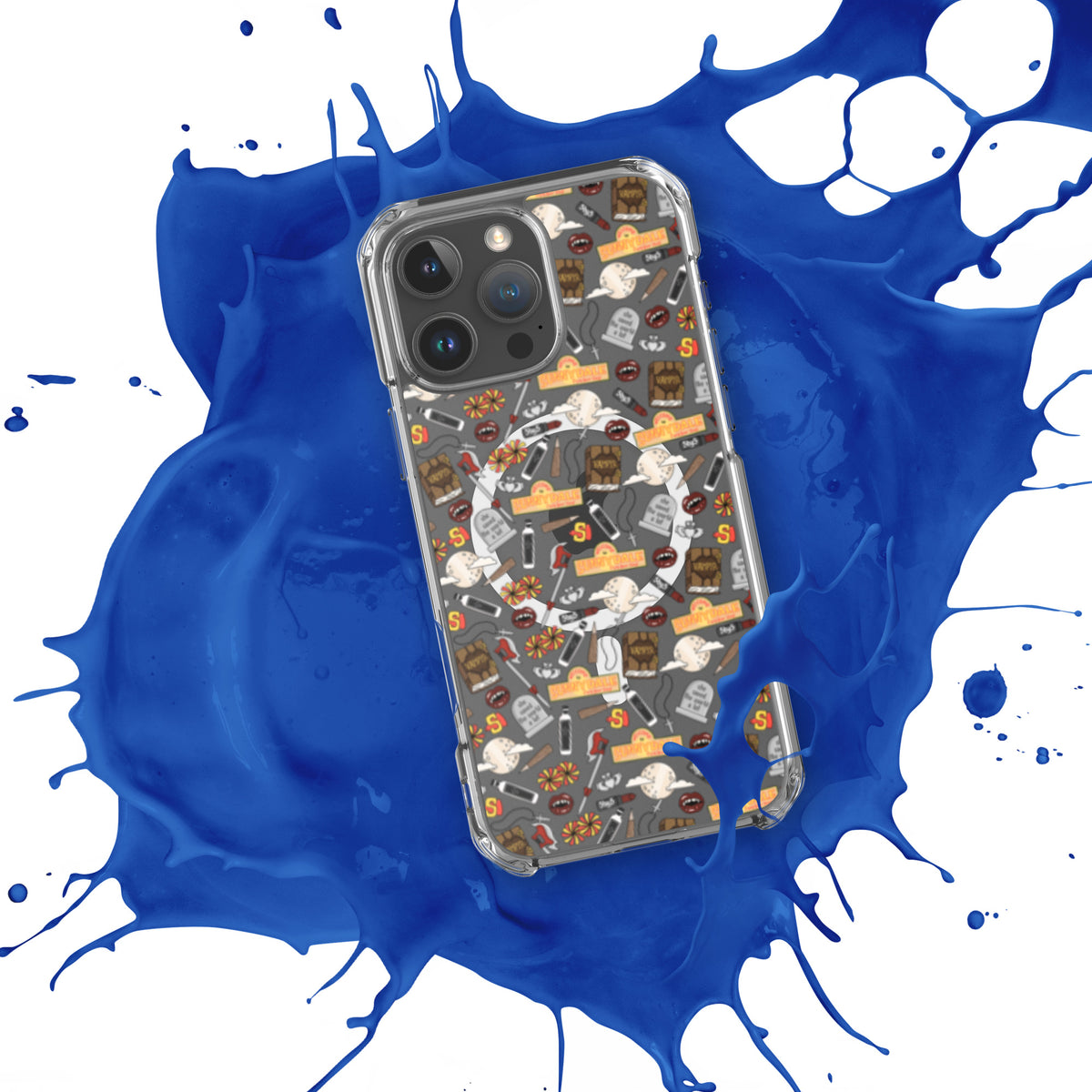Spooky Vampire Slayer Clear MagSafe Case | Horror Collage iPhone Case - Spinsterly Co