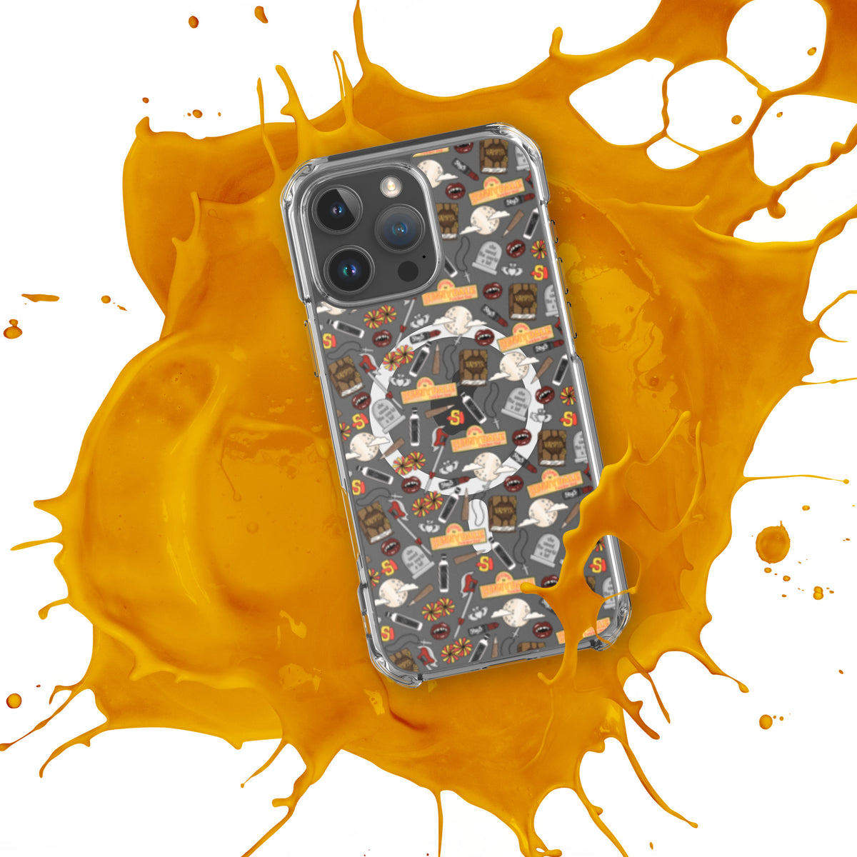 Spooky Vampire Slayer Clear MagSafe Case | Horror Collage iPhone Case - Spinsterly Co
