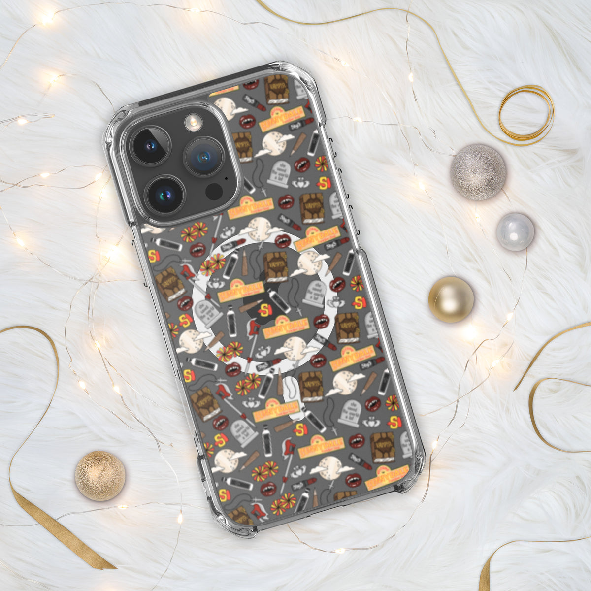 Spooky Vampire Slayer Clear MagSafe Case | Horror Collage iPhone Case - Spinsterly Co
