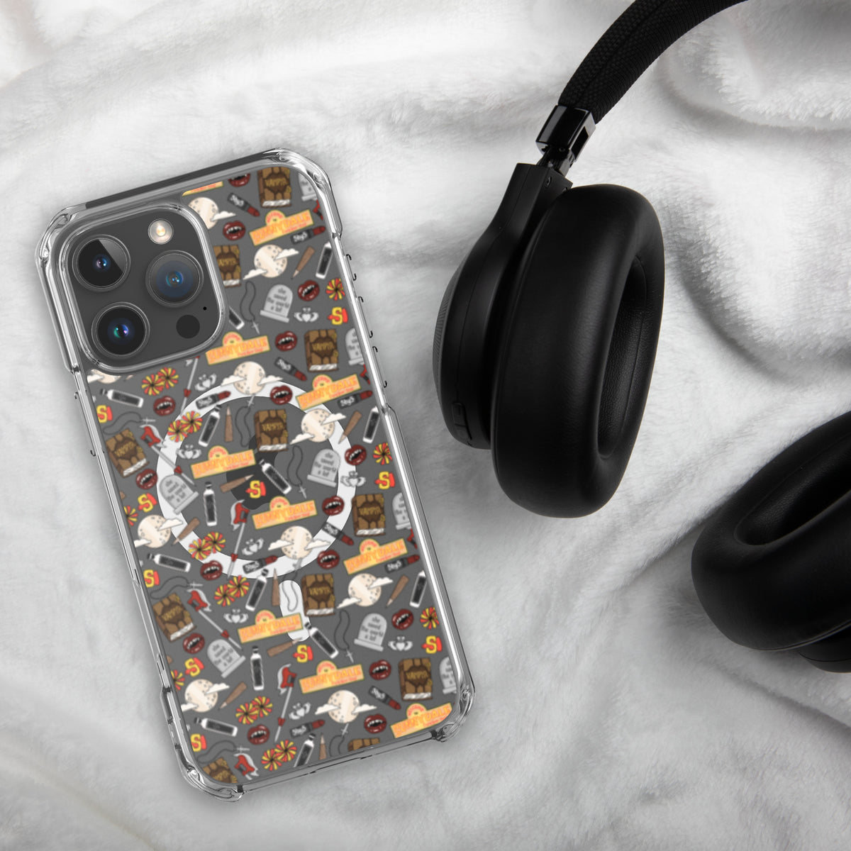 Spooky Vampire Slayer Clear MagSafe Case | Horror Collage iPhone Case - Spinsterly Co