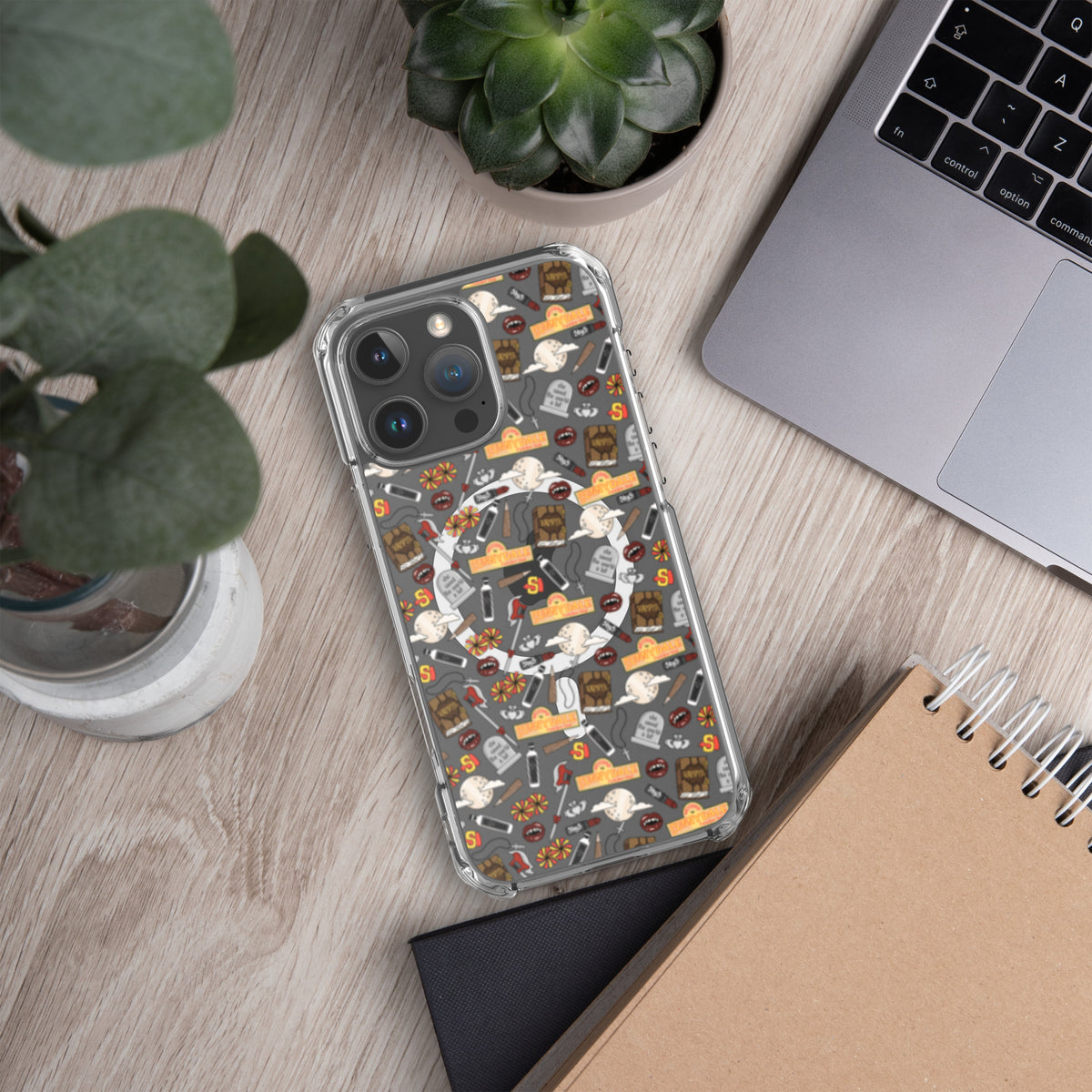 Spooky Vampire Slayer Clear MagSafe Case | Horror Collage iPhone Case - Spinsterly Co