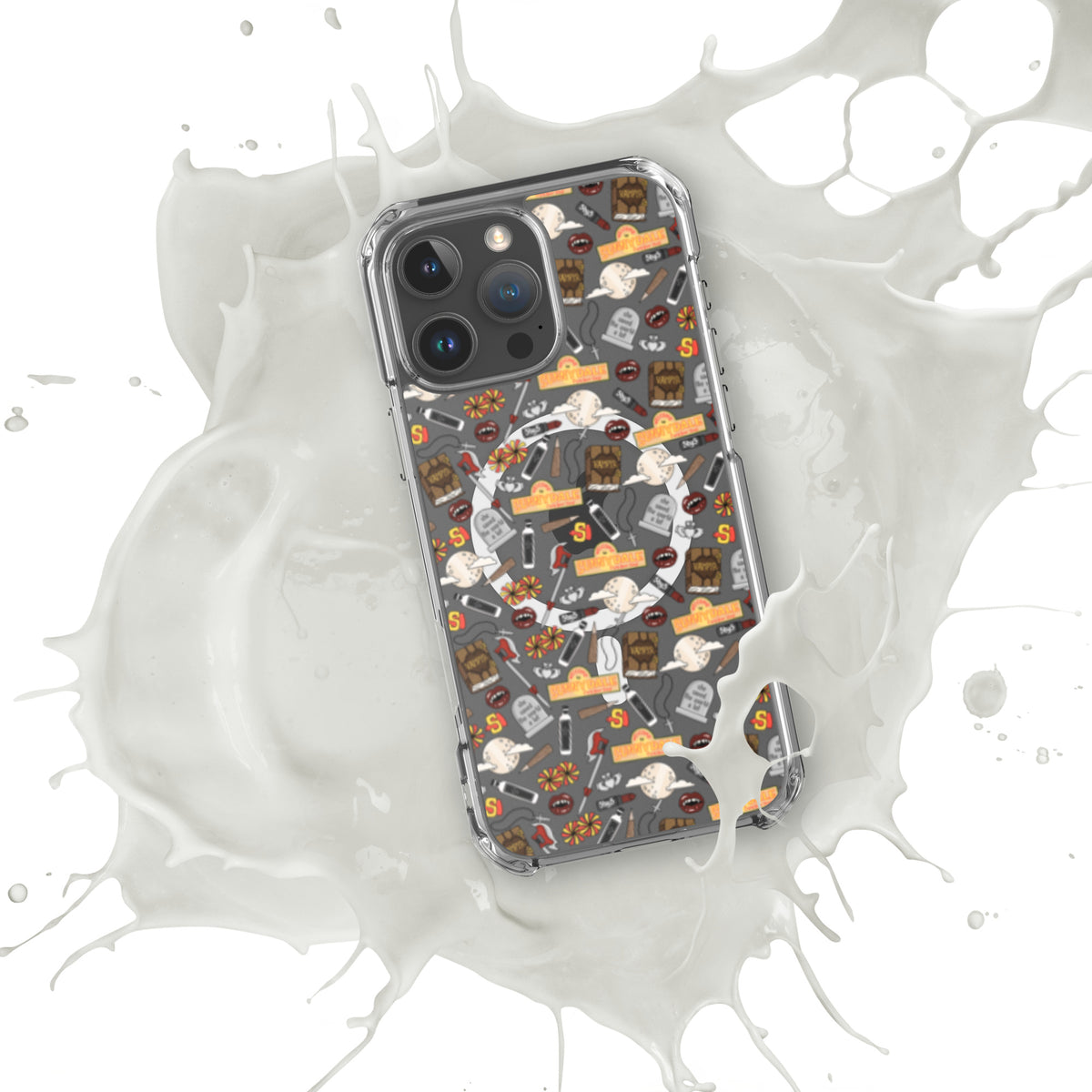 Spooky Vampire Slayer Clear MagSafe Case | Horror Collage iPhone Case - Spinsterly Co