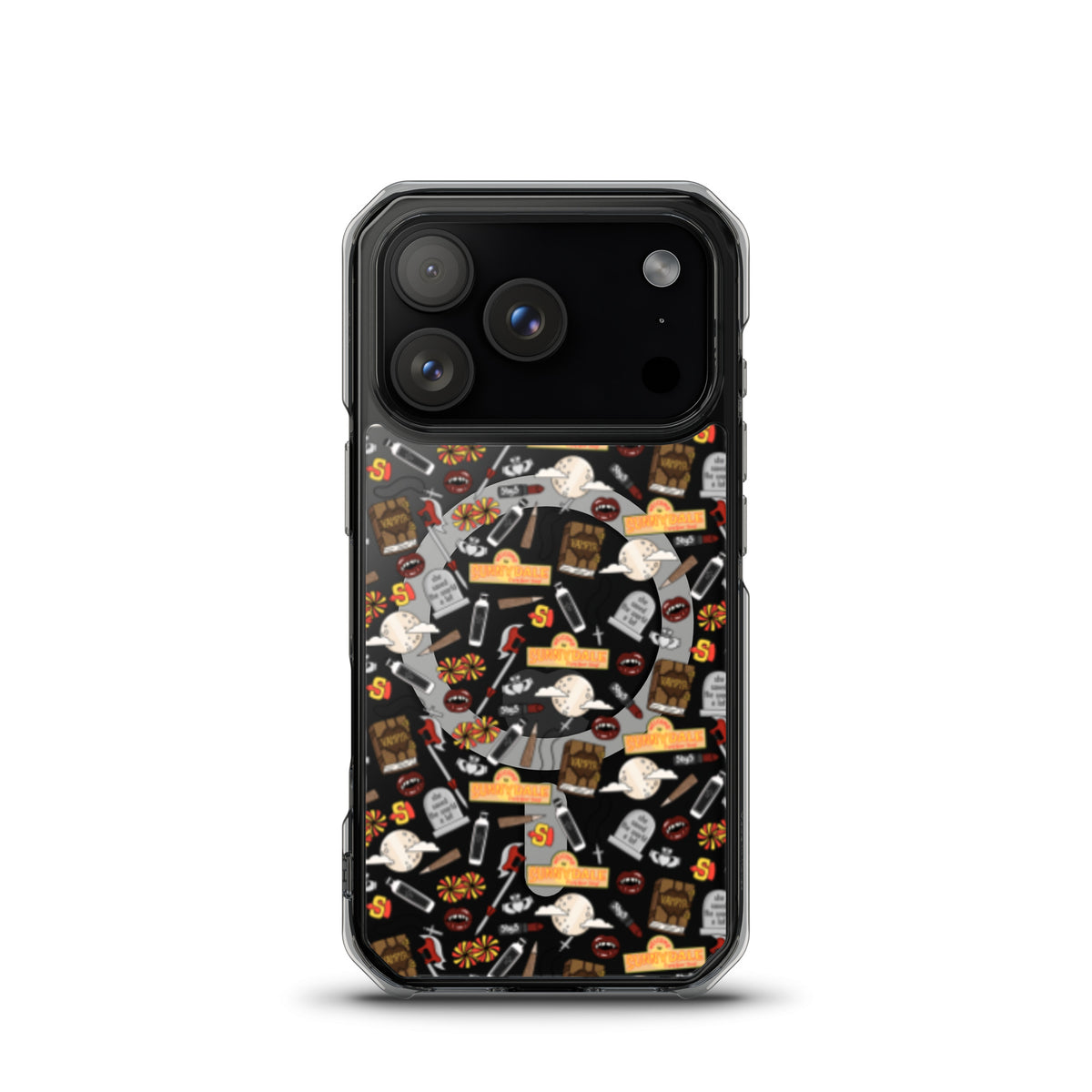 Spooky Vampire Slayer Clear MagSafe Case | Horror Collage iPhone Case - Spinsterly Co