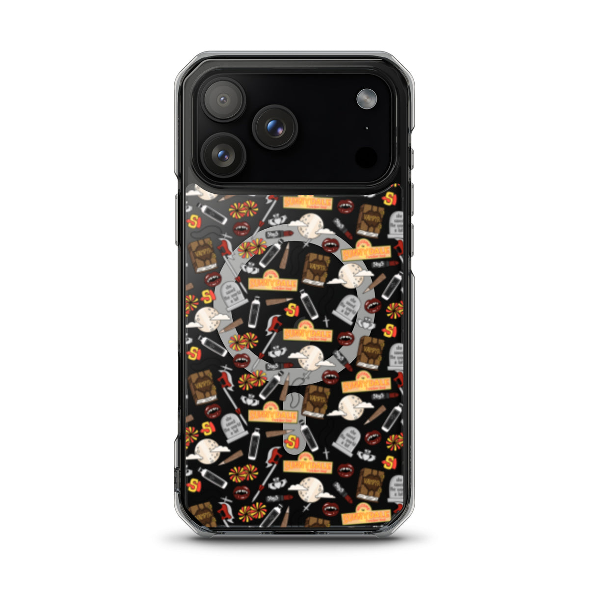Spooky Vampire Slayer Clear MagSafe Case | Horror Collage iPhone Case - Spinsterly Co