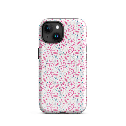 Kawaii Nurse MagSafe Tough iPhone Case | Cute Medical Pattern Phone Case for Nurses - Spinsterly Co