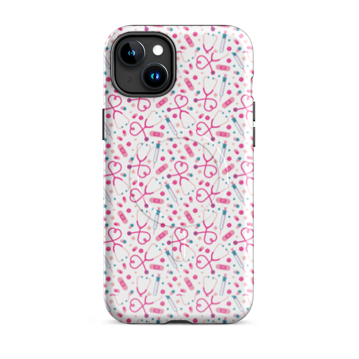 Kawaii Nurse MagSafe Tough iPhone Case | Cute Medical Pattern Phone Case for Nurses - Spinsterly Co