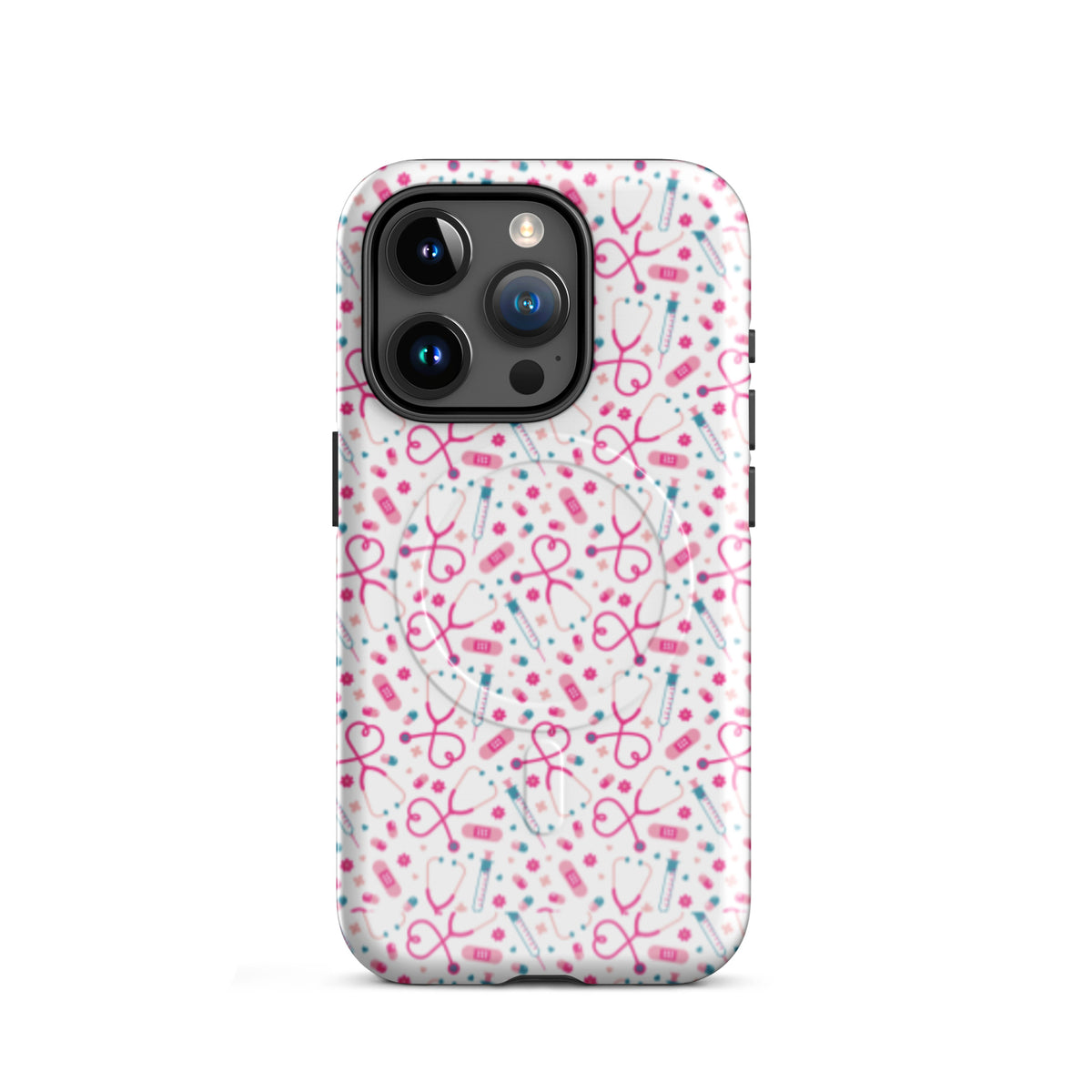 Kawaii Nurse MagSafe Tough iPhone Case | Cute Medical Pattern Phone Case for Nurses - Spinsterly Co