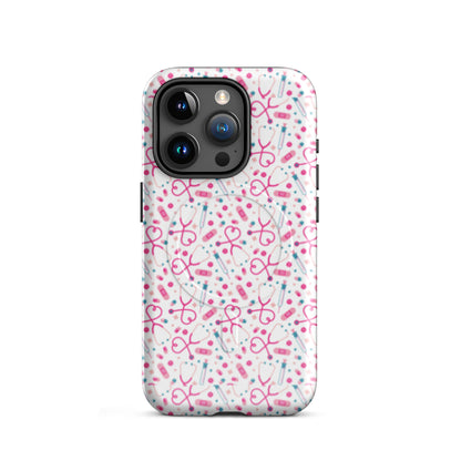 Kawaii Nurse MagSafe Tough iPhone Case | Cute Medical Pattern Phone Case for Nurses - Spinsterly Co