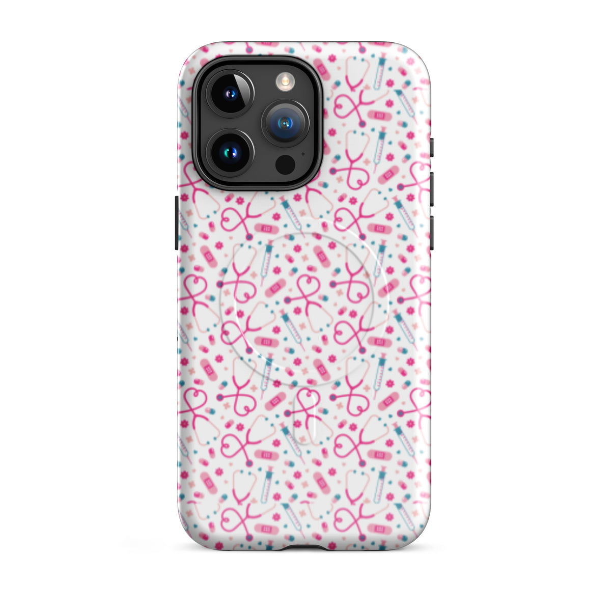 Kawaii Nurse MagSafe Tough iPhone Case | Cute Medical Pattern Phone Case for Nurses - Spinsterly Co