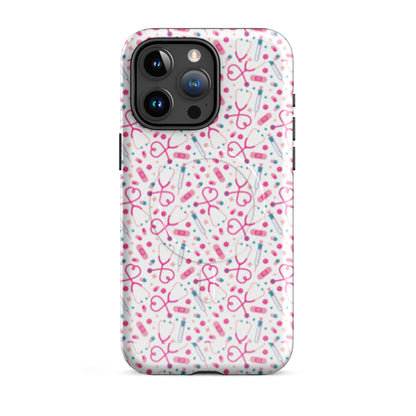 Kawaii Nurse MagSafe Tough iPhone Case | Cute Medical Pattern Phone Case for Nurses - Spinsterly Co