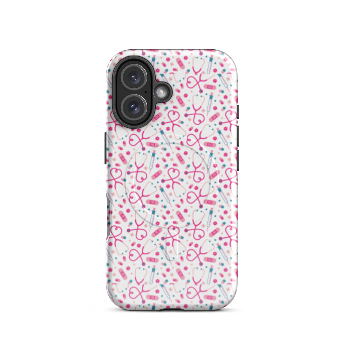 Kawaii Nurse MagSafe Tough iPhone Case | Cute Medical Pattern Phone Case for Nurses - Spinsterly Co