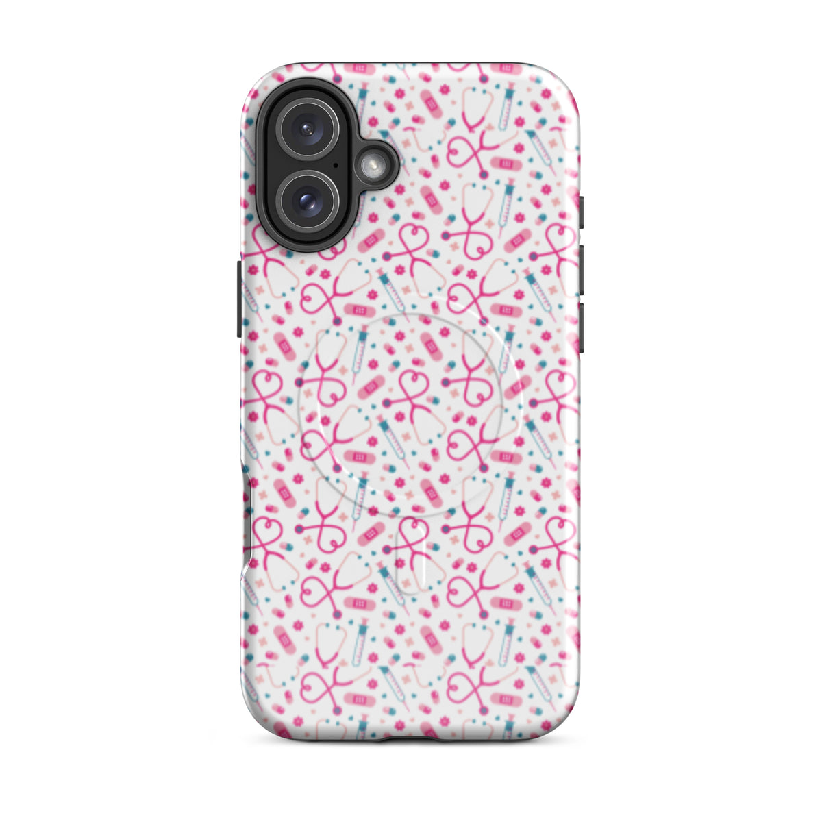 Kawaii Nurse MagSafe Tough iPhone Case | Cute Medical Pattern Phone Case for Nurses - Spinsterly Co