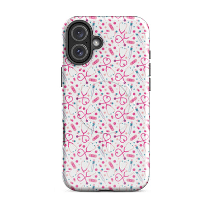Kawaii Nurse MagSafe Tough iPhone Case | Cute Medical Pattern Phone Case for Nurses - Spinsterly Co