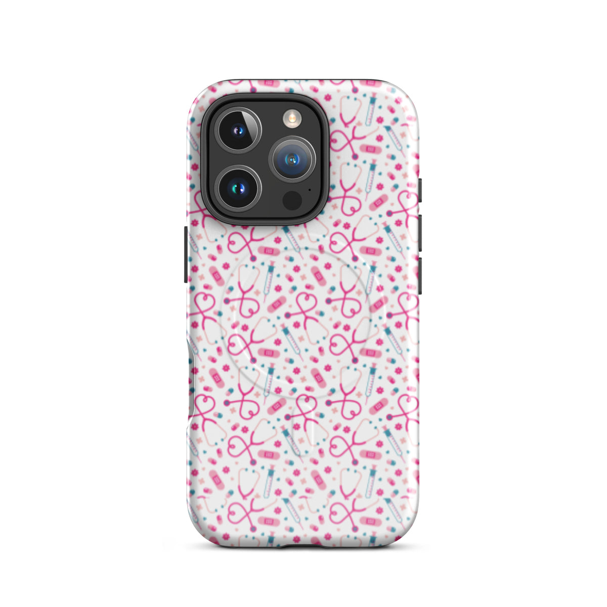 Kawaii Nurse MagSafe Tough iPhone Case | Cute Medical Pattern Phone Case for Nurses - Spinsterly Co