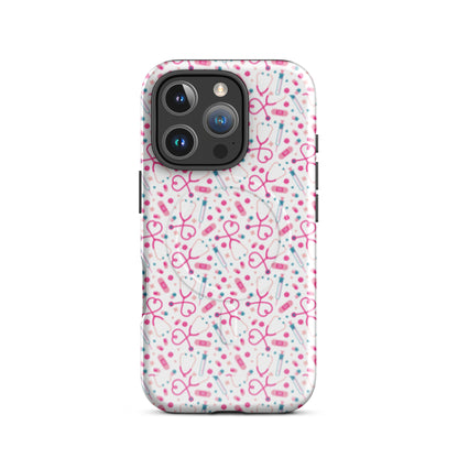 Kawaii Nurse MagSafe Tough iPhone Case | Cute Medical Pattern Phone Case for Nurses - Spinsterly Co