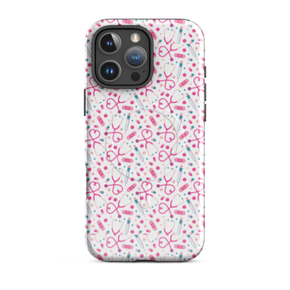 Kawaii Nurse MagSafe Tough iPhone Case | Cute Medical Pattern Phone Case for Nurses - Spinsterly Co
