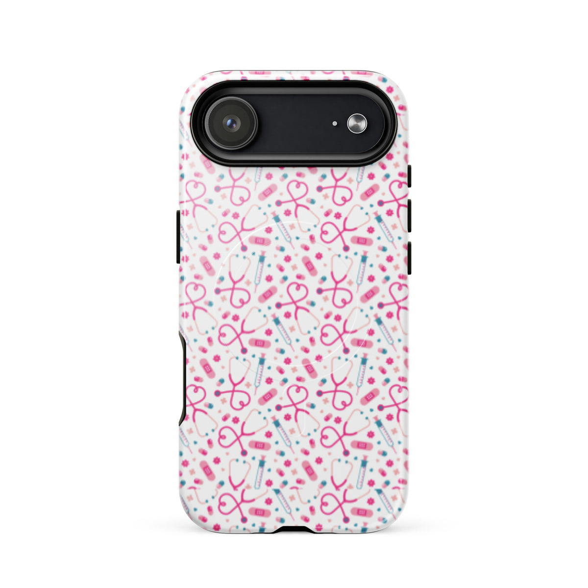 Kawaii Nurse MagSafe Tough iPhone Case | Cute Medical Pattern Phone Case for Nurses - Spinsterly Co
